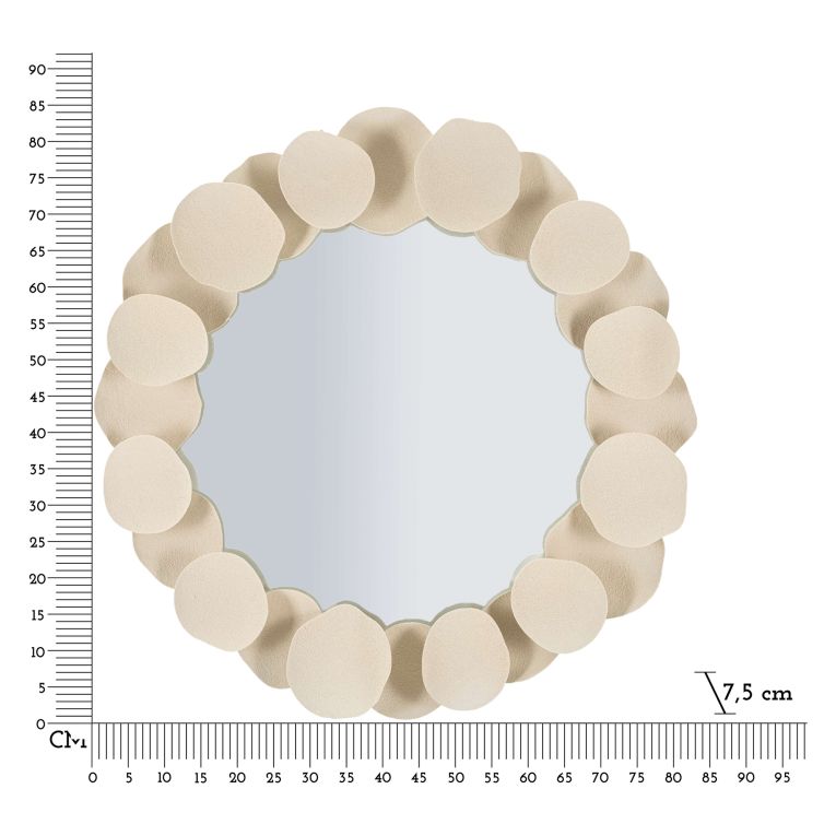 Specchio Beige Trasparente Cornice Effetto Pietra Forma Rotondo 85x85h cm, Tipologia a Parete - Dakate