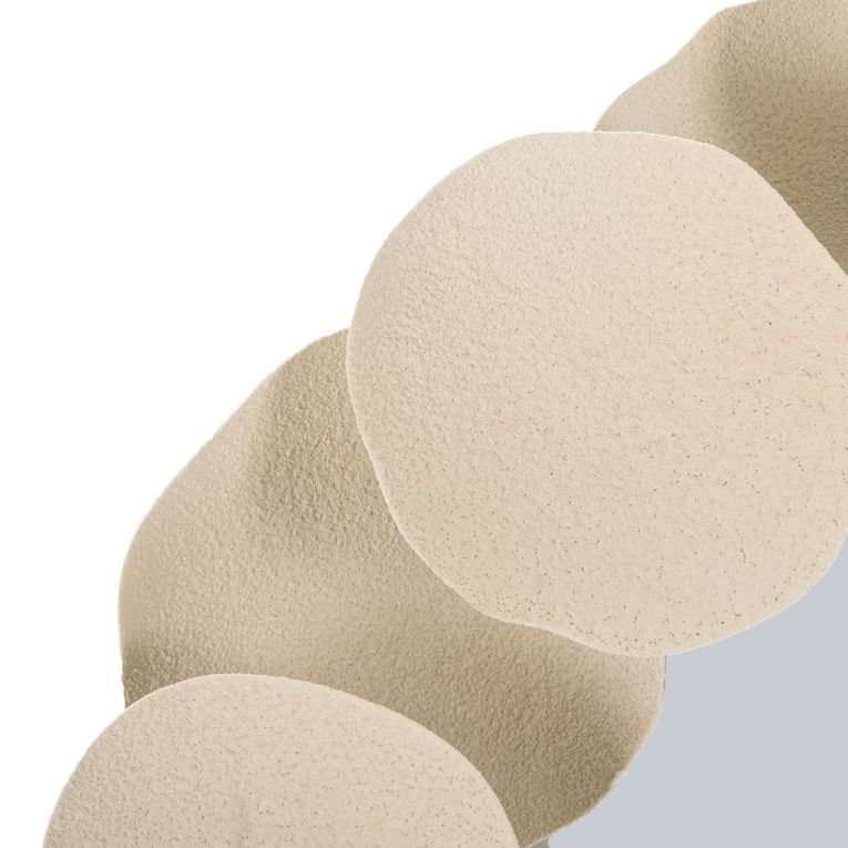 Specchio Beige Trasparente Cornice Effetto Pietra Forma Rotondo 85x85h cm, Tipologia a Parete - Dakate