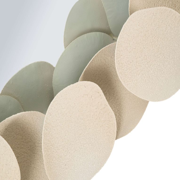 Specchio Beige Trasparente Cornice Effetto Pietra Forma Rotondo 85x85h cm, Tipologia a Parete - Dakate