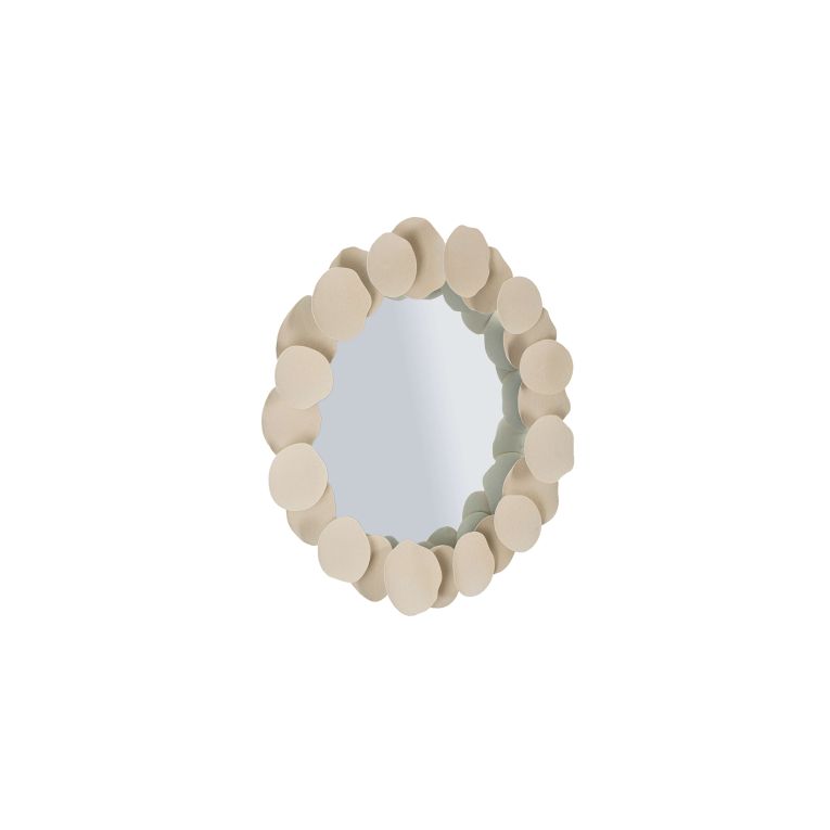 Specchio Beige Trasparente Cornice Effetto Pietra Forma Rotondo 85x85h cm, Tipologia a Parete - Dakate