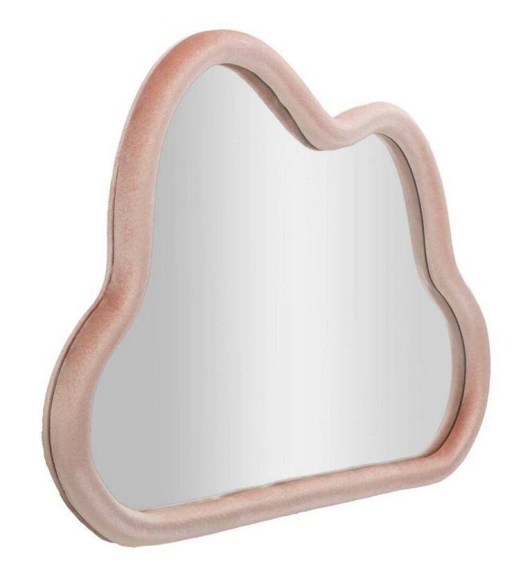 Specchio Besnate, Specchiera, Articolo d'arredo a muro, Decorazione con specchio, 90x4 h60 cm, Rosa
