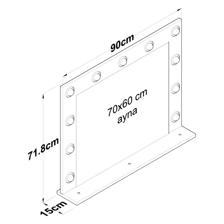 Specchio Bianco con Mensola e Lampadine Forma Rettangolare 90x72h cm, Tipologia da Parete - Storo