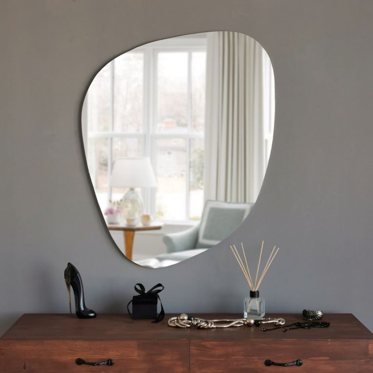 Specchio Bianco Forma Irregolare Tipologia a Muro 75x58h cm, - Moscufo
