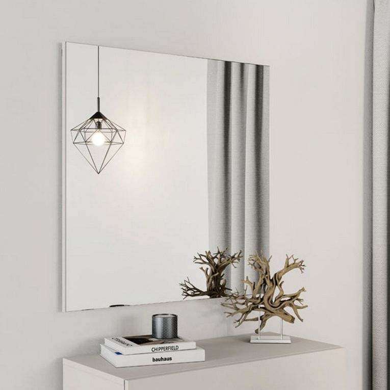 Specchio Bianco kit Fissaggio a Muro Incluso Forma Rettangolare 76.5x76.5h cm - Rizzardi