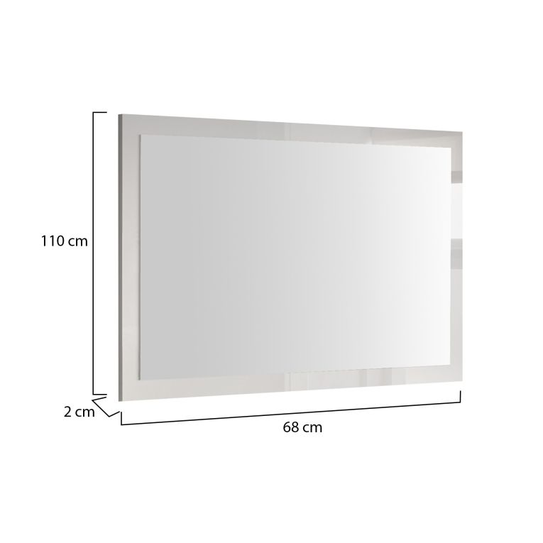 Specchio Bianco Lucido Forma Rettangolare Tipologia da Appendere 110x68h cm, Materiale Struttura in Vetro - Creazzo