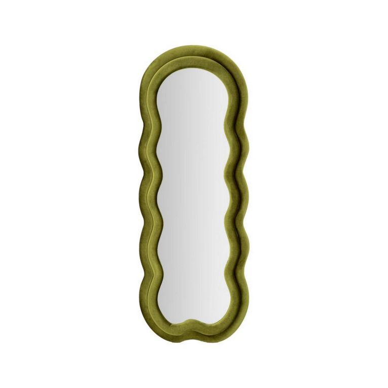 Specchio Blevio, Specchiera, Articolo d'arredo a muro, Decorazione con specchio, 60x4 h160 cm, Verde