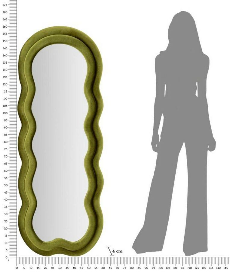 Specchio Blevio, Specchiera, Articolo d'arredo a muro, Decorazione con specchio, 60x4 h160 cm, Verde