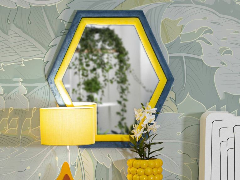 Specchio blu e giallo 75x80h cm - Balla