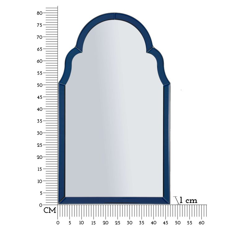 Specchio blu Trasparente Cornice Sagomata Forma Rettangolare 47x80h cm, Tipologia a Parete - Mostarr
