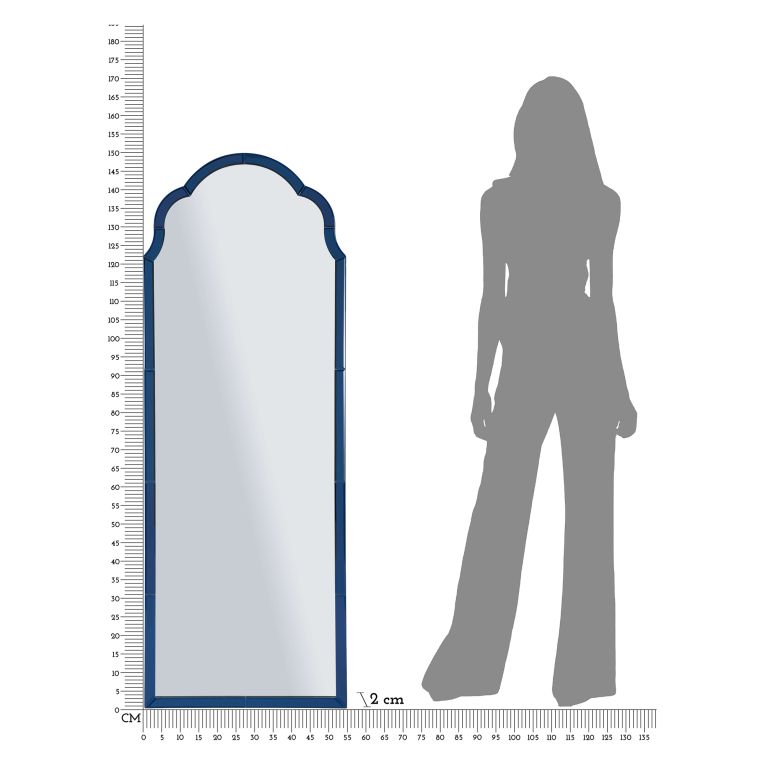 Specchio blu Trasparente Cornice Sagomata Forma Rettangolare 55x150h cm, Tipologia a Parete - Berat