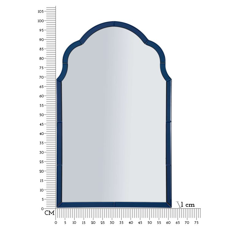 Specchio blu Trasparente Cornice Sagomata Forma Rettangolare 62x100h cm, Tipologia a Parete - Gameba