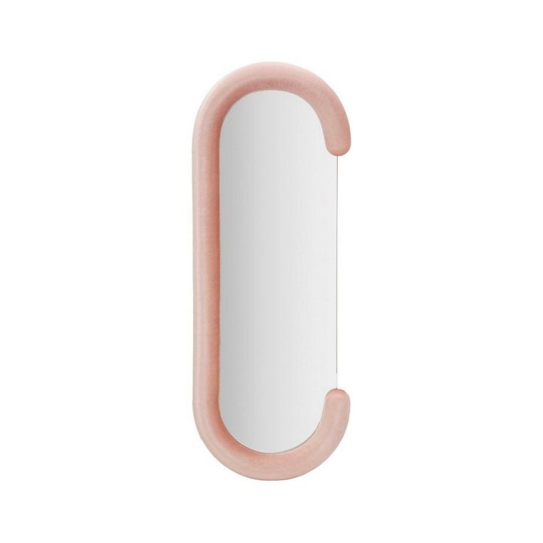 Specchio Bonea, Specchiera, Articolo d'arredo a muro, Decorazione con specchio, 60x7 h160 cm, Rosa