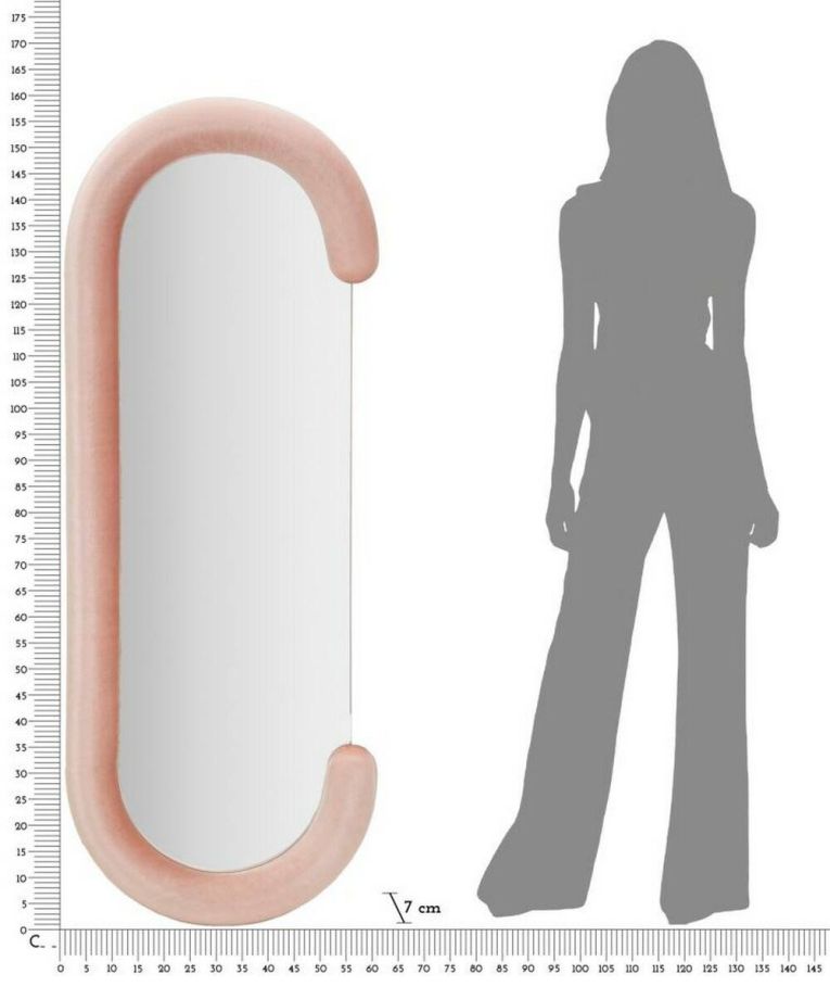 Specchio Bonea, Specchiera, Articolo d'arredo a muro, Decorazione con specchio, 60x7 h160 cm, Rosa