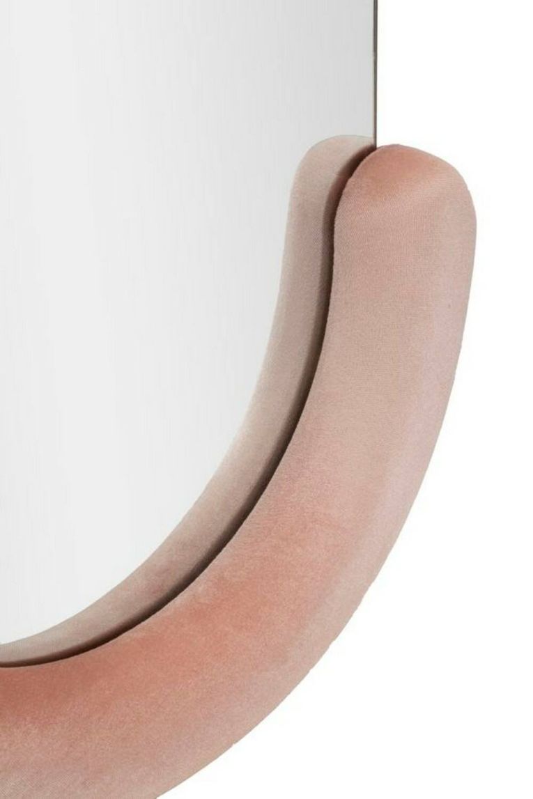 Specchio Bonea, Specchiera, Articolo d'arredo a muro, Decorazione con specchio, 60x7 h160 cm, Rosa