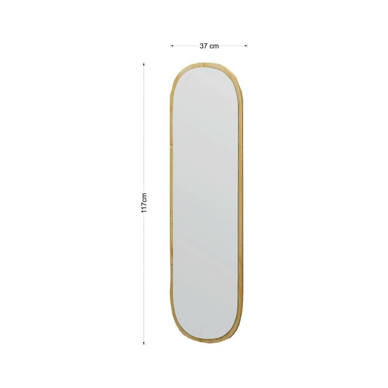 Specchio Calypso, Specchiera, Articolo d'arredo a muro, Specchio con cornice, 40x2h120 cm, Naturale