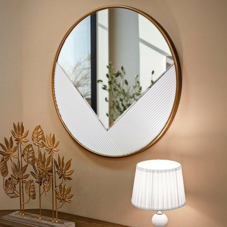 Specchio circolare bianco e oro 80x80h cm - Santelia