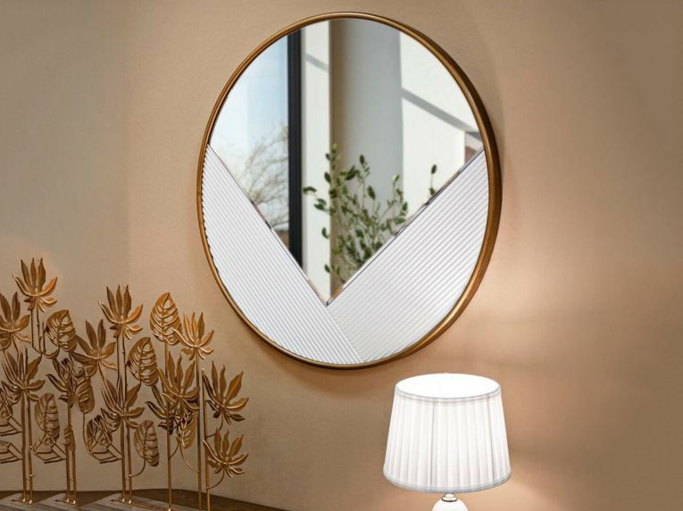 Specchio circolare bianco e oro 80x80h cm - Santelia