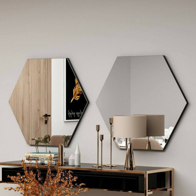Specchio esagonale nero 70x60h cm - Kongrey