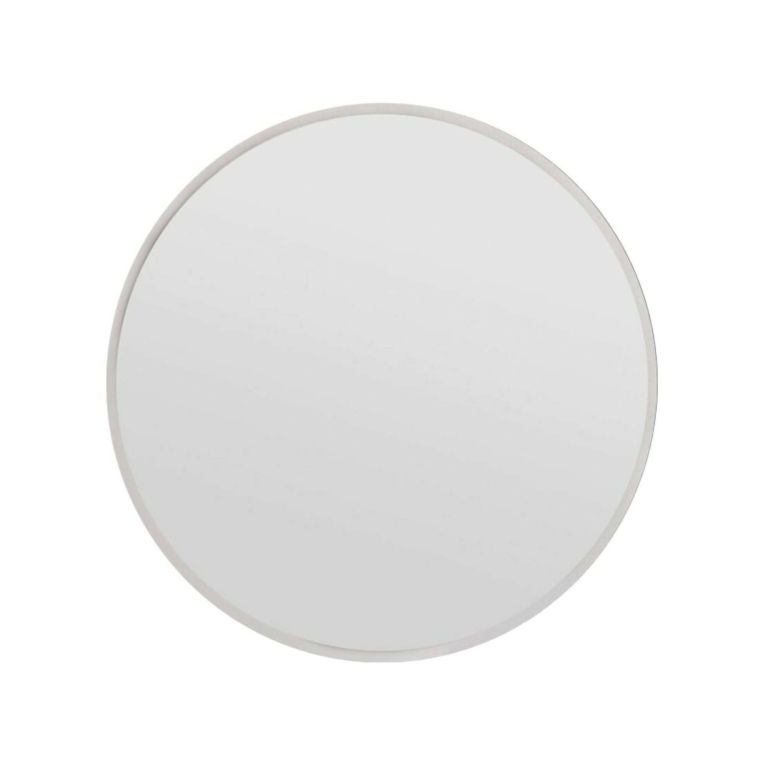 Specchio Euterpe, Specchiera, Articolo d'arredo a muro, Specchio con cornice, 60x2h60 cm, Bianco