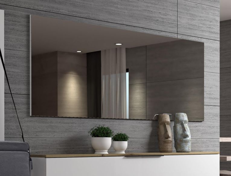 Specchio Giyani, Specchiera, Articolo d'arredo a muro, Decorazione con specchio, Made in Italy, 160x2h65 cm, Bianco lucido