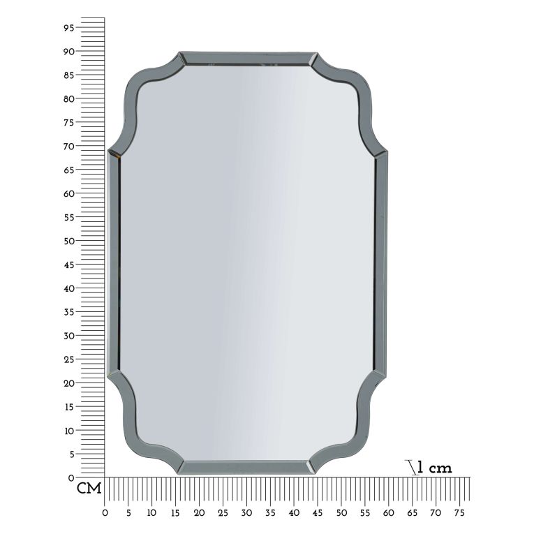 Specchio Grigio Trasparente Cornice Sagomata Forma Rettangolare 60x90h cm, Tipologia a Parete - Jajce