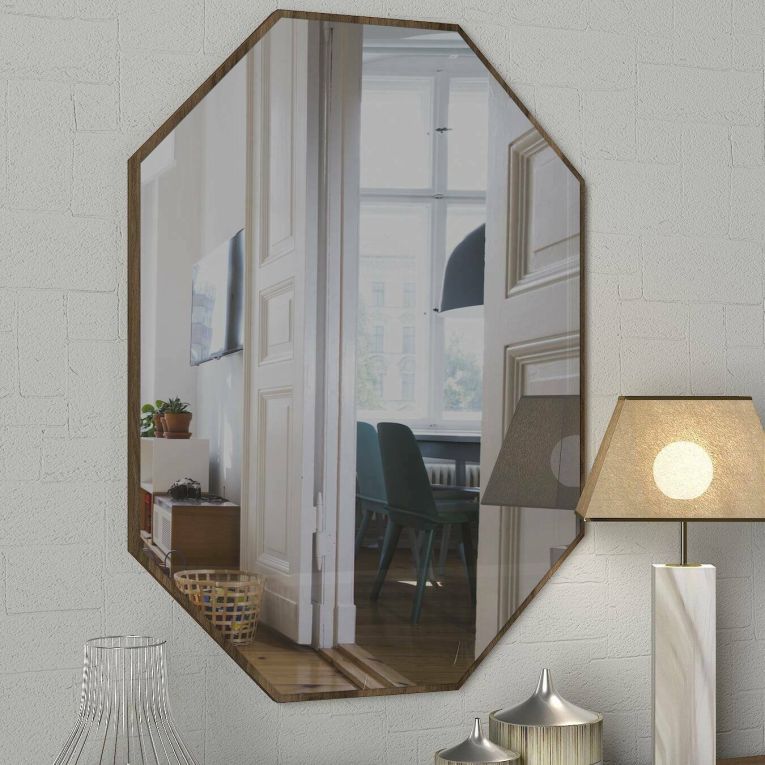 Specchio Hikoboshi, Specchiera, Articolo d'arredo a muro, Decorazione con specchio, 45x2 h70 cm, Noce