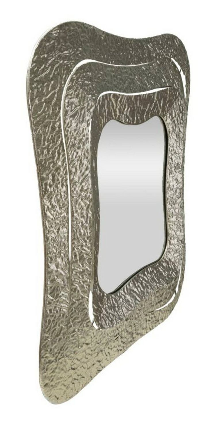 Specchio Jari, Specchiera, Articolo d'arredo a muro, Decorazione con specchio, 74x7 h79 cm, Argento