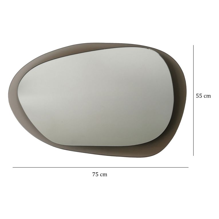Specchio Marrone Bronzo Trasparente Forma Ovale Tipologia a Parete 75x55h cm, Colore Struttura Trasparente - Curti