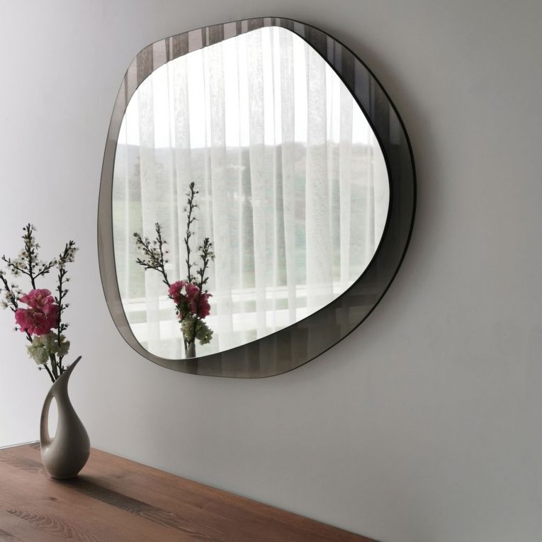 Specchio Marrone Bronzo Trasparente Forma Ovale Tipologia a Parete 75x55h cm, Colore Struttura Trasparente - Curti