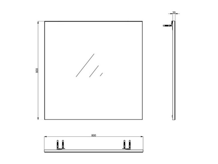 Specchio Marrone kit Fissaggio a Muro Incluso Forma Quadrato 80x80h cm - Padula