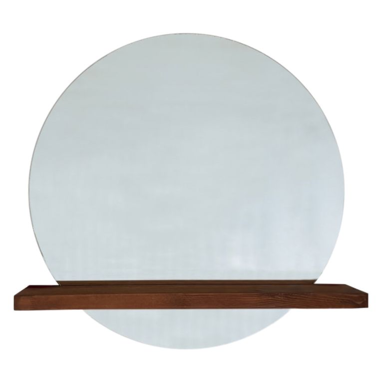 Specchio Marrone Noce Trasparente Mensola Inclusa Forma Rotondo 70x70h cm, Colore Struttura Trasparente - Spello