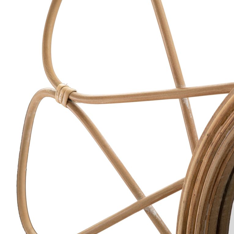 Specchio Marrone Trasparente Finiture in Rattan Forma Rotondo 66x66h cm, Tipologia a Parete - Bavasi