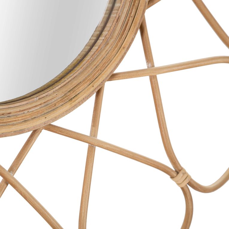 Specchio Marrone Trasparente Finiture in Rattan Forma Rotondo 66x66h cm, Tipologia a Parete - Bavasi
