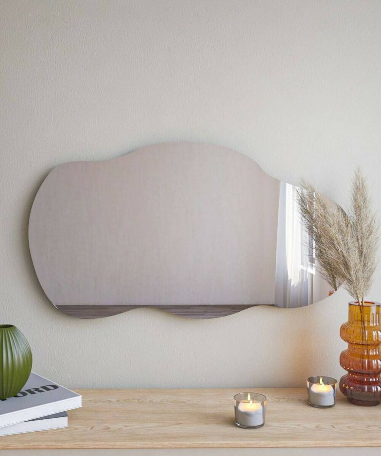 Specchio Megrez, Specchiera, Articolo d'arredo a muro, Specchio con cornice, 40x2h72 cm, Nero