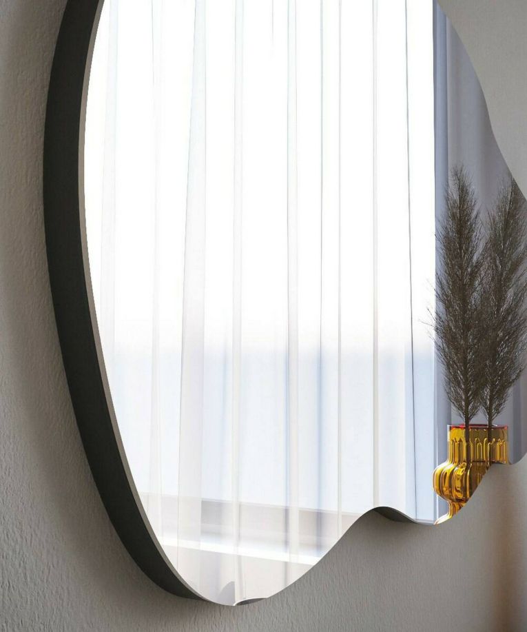 Specchio Megrez, Specchiera, Articolo d'arredo a muro, Specchio con cornice, 40x2h72 cm, Nero