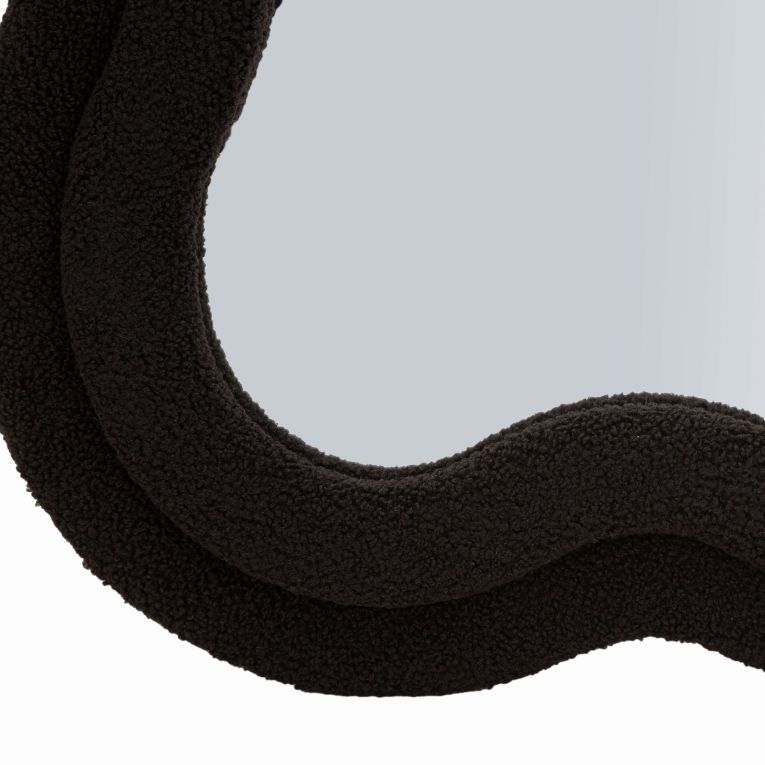 Specchio Nero Trasparente Cornice Ondulata Tessuto Teddy Forma Rettangolare 60x160h cm, Tipologia a Parete - Marylin