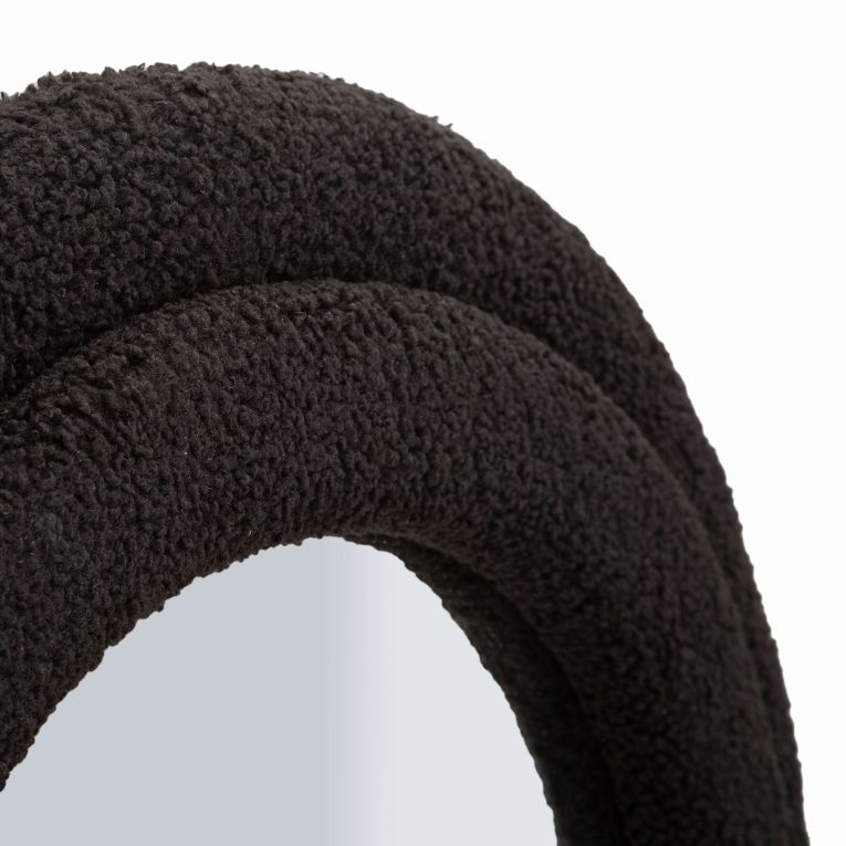 Specchio Nero Trasparente Cornice Ondulata Tessuto Teddy Forma Rettangolare 60x160h cm, Tipologia a Parete - Marylin