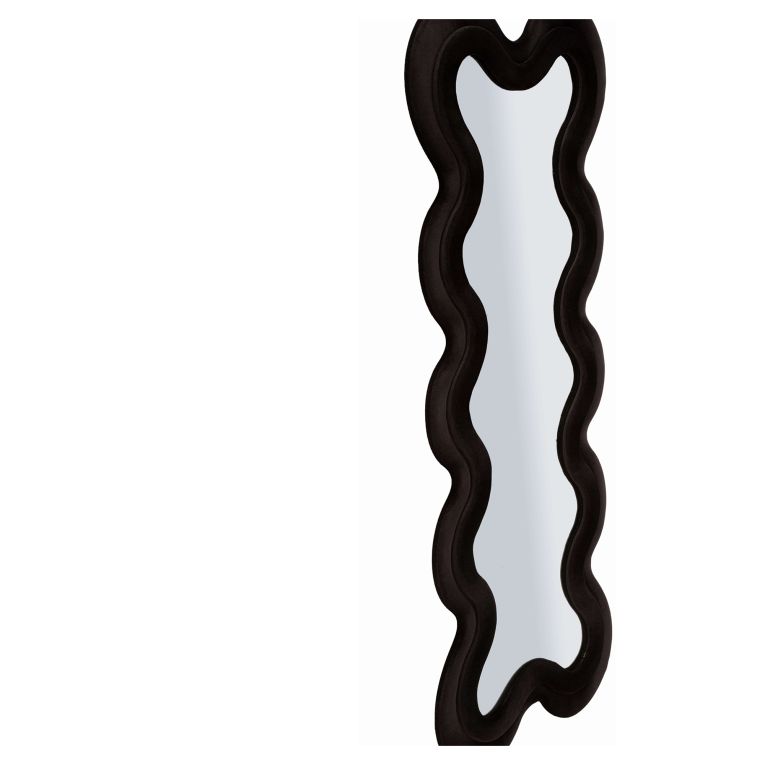 Specchio Nero Trasparente Cornice Sagomata Forma Rettangolare 58x160h cm, Tipologia a Parete - Bazasi