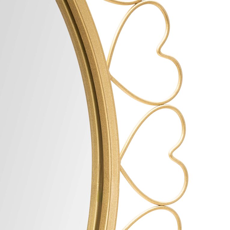 Specchio oro Trasparente Cornice con Cuori Forma Rotondo 80x80h cm, Tipologia a Parete - Fatatoza