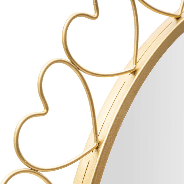 Specchio oro Trasparente Cornice con Cuori Forma Rotondo 80x80h cm, Tipologia a Parete - Fatatoza