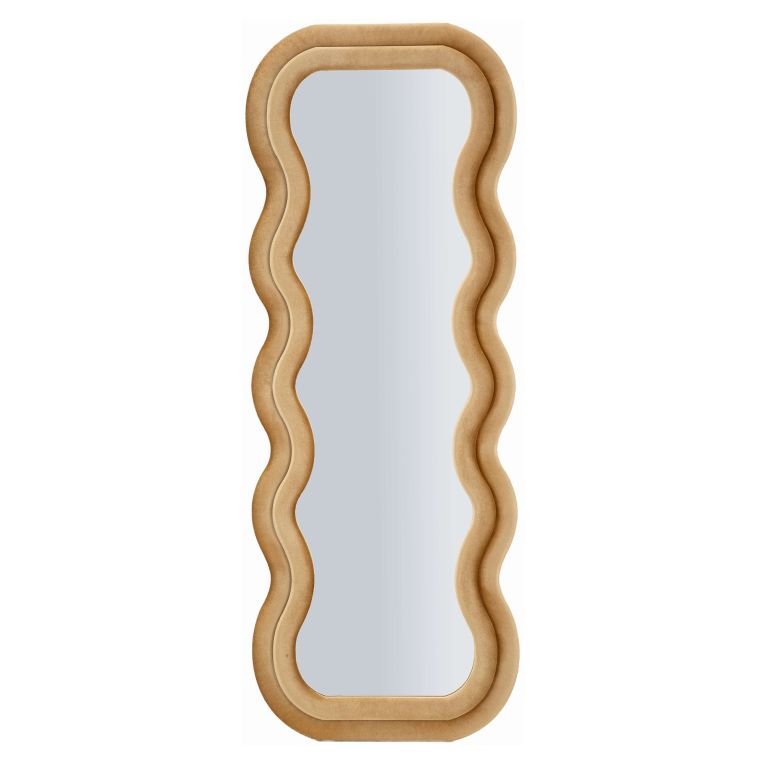 Specchio oro Trasparente Cornice Ondulata Effetto Velluto Forma Rettangolare 60x160h cm, Tipologia a Parete - Allen