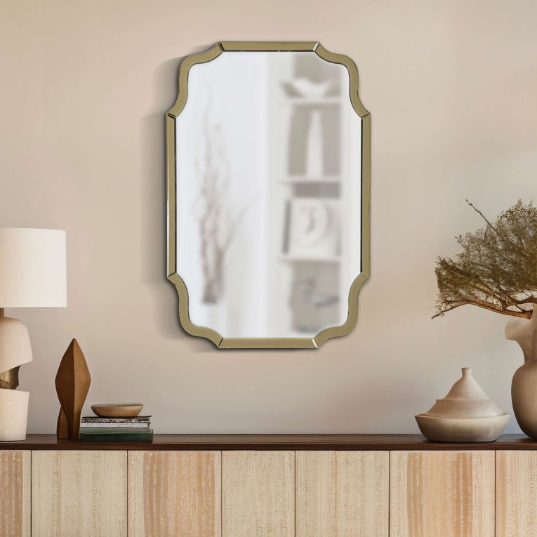 Specchio oro Trasparente Cornice Sagomata Forma Rettangolare 60x90h cm, Tipologia a Parete - Jajce
