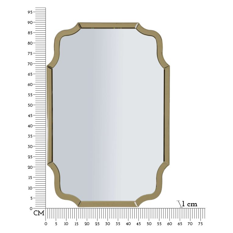 Specchio oro Trasparente Cornice Sagomata Forma Rettangolare 60x90h cm, Tipologia a Parete - Jajce
