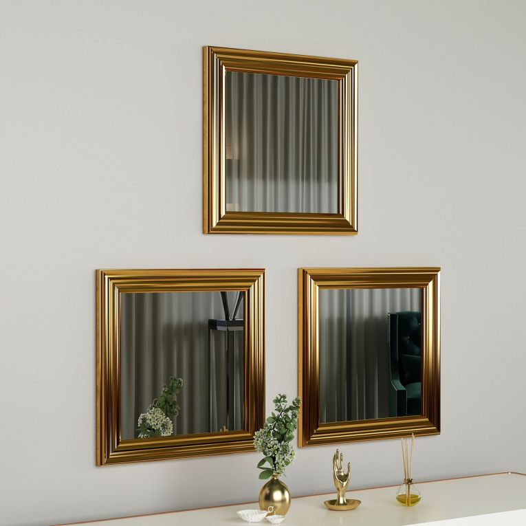 Specchio oro Trasparente Modulabile set da 3 40x40h cm, Forma Rettangolare - Ferno