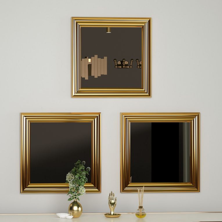 Specchio oro Trasparente Modulabile set da 3 40x40h cm, Forma Rettangolare - Ferno