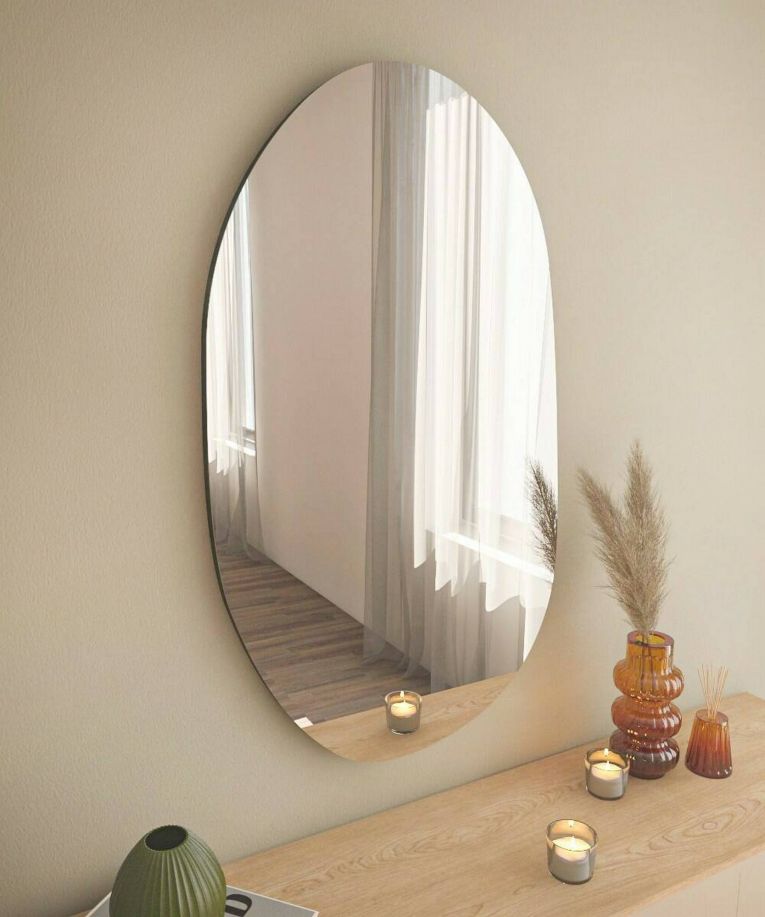 Specchio Pelagus, Specchiera, Articolo d'arredo a muro, Specchio con cornice, 52x2h89 cm, Nero