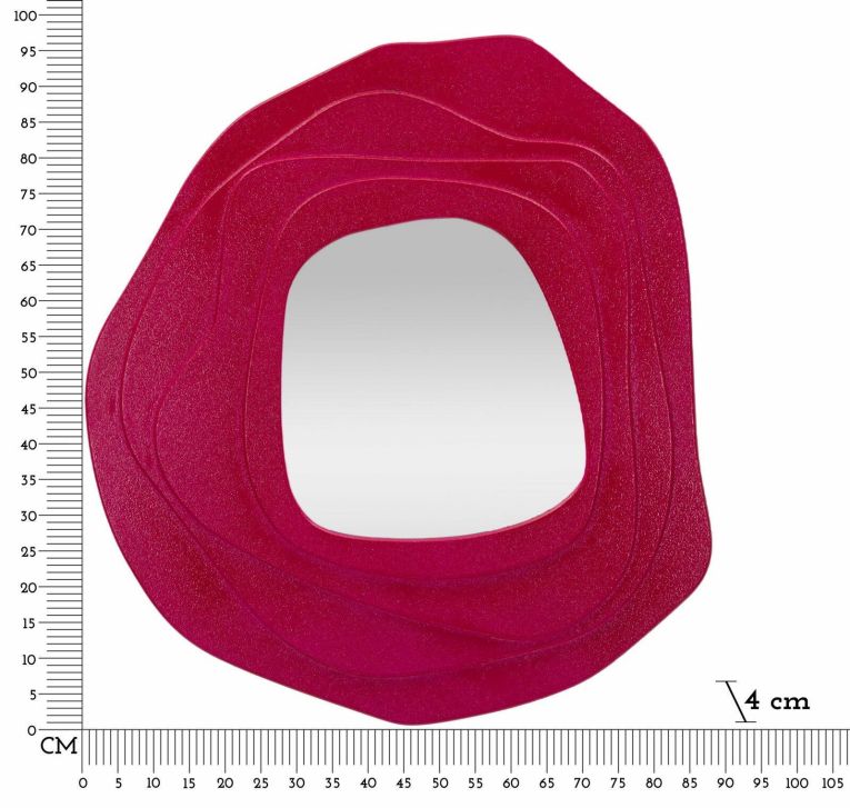 Specchio Piracicaba, Specchiera, Articolo d'arredo a muro, Decorazione con specchio, 90x4 h97 cm, Fucsia