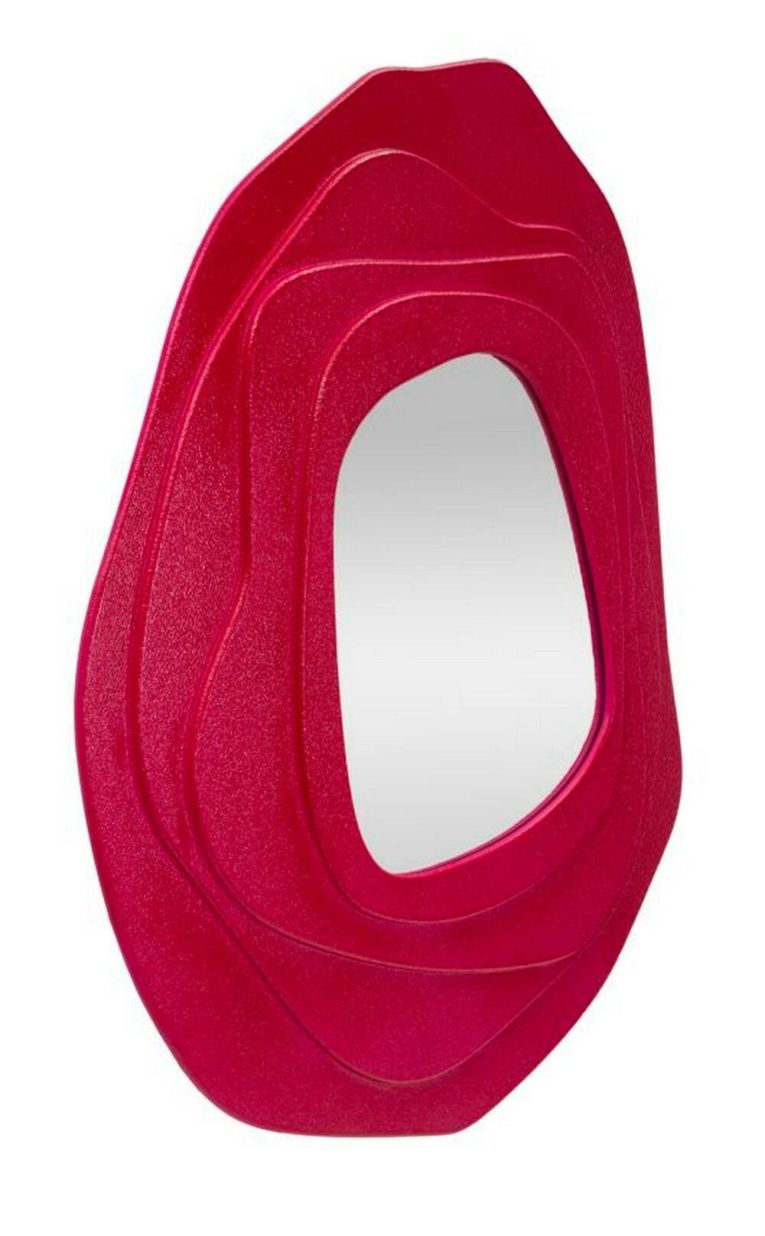 Specchio Piracicaba, Specchiera, Articolo d'arredo a muro, Decorazione con specchio, 90x4 h97 cm, Fucsia