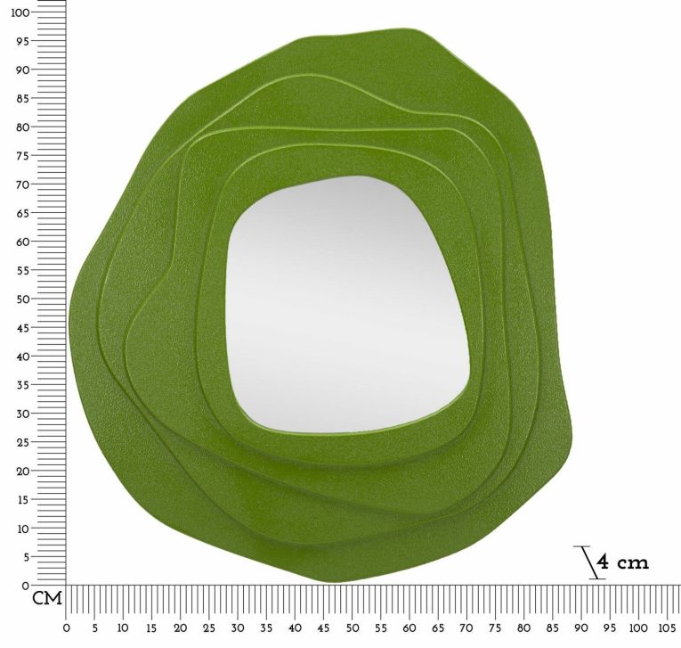Specchio Piracicaba, Specchiera, Articolo d'arredo a muro, Decorazione con specchio, 90x4 h97 cm, Verde