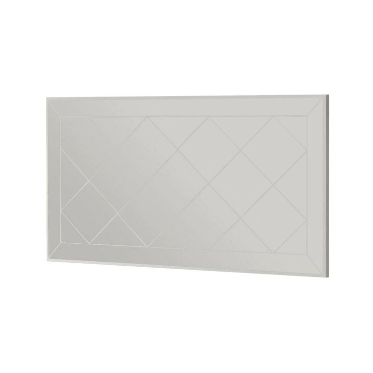 Specchio Qamar, Specchiera, Articolo d'arredo a muro, Specchio con cornice, 60x2h120 cm, Bianco